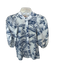 Las Surenas Size XS White & Navy Linen & Cotton 3/4 Balloon Sleeve Trees Top White & Navy / XS