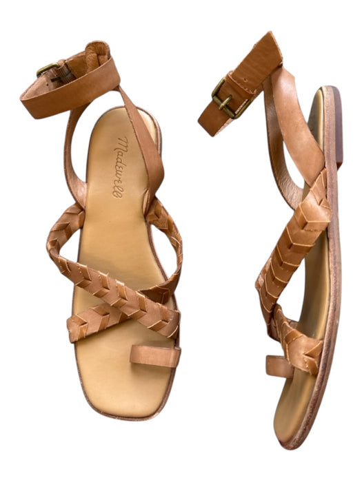 Madewell Shoe Size 6.5 Brown Leather Stitching toe strap Ankle Strap Sandals Brown / 6.5