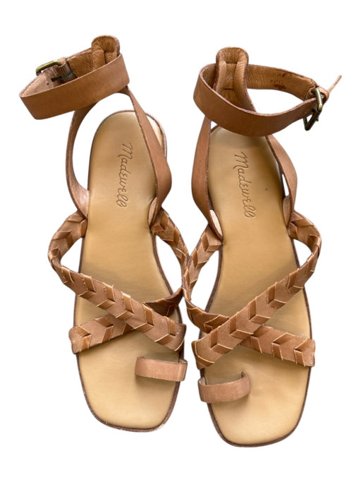 Madewell Shoe Size 6.5 Brown Leather Stitching toe strap Ankle Strap Sandals Brown / 6.5