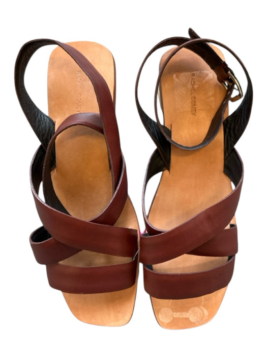 Rachel Comey Shoe Size 10 Brown Leather Wood Heel Square Toe Sandals Brown / 10