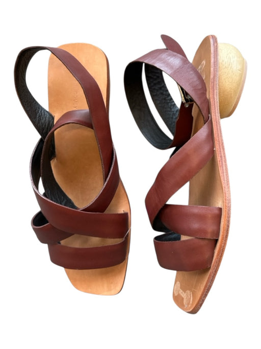 Rachel Comey Shoe Size 10 Brown Leather Wood Heel Square Toe Sandals Brown / 10