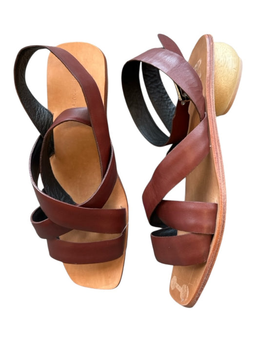 Rachel Comey Shoe Size 10 Brown Leather Wood Heel Square Toe Sandals Brown / 10