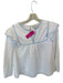 English Factory Size M White & Blue Cotton Long Balloon Sleeve Cross Stitch Top White & Blue / M