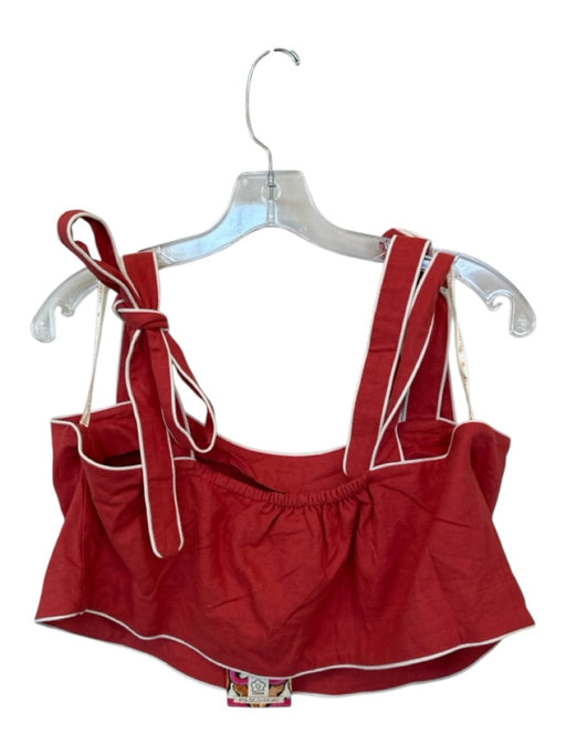 Farm Rio Size M Red & green Linen Blend Tie Straps Fruit Cropped Top Red & green / M