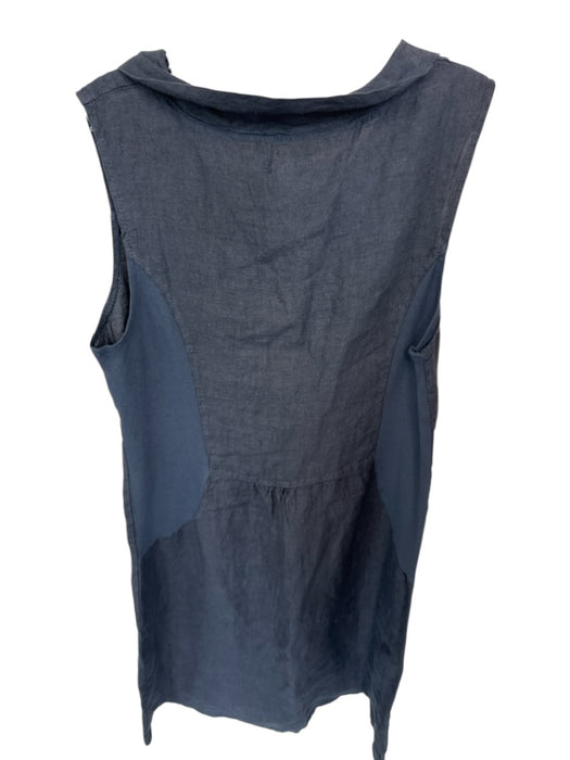 Lina Tomei Size XL Navy Linen Sleeveless Neck Detail Dress Navy / XL