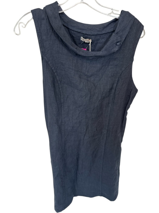 Lina Tomei Size XL Navy Linen Sleeveless Neck Detail Dress — Labels Resale Boutique