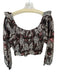 Cleobella Size L Black & Brown Cotton Long Balloon Sleeve smocked Ruffles Top Black & Brown / L