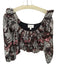 Cleobella Size L Black & Brown Cotton Long Balloon Sleeve smocked Ruffles Top Black & Brown / L