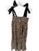 Buru Size XS/S Tan & black Cotton Tie Straps Animal Print smocked neckline Dress Tan & black / XS/S