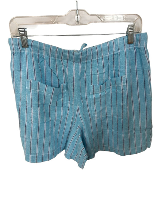 Gap Size M Aqua & White Linen Blend Drawstring Striped Front Pockets Shorts Aqua & White / M