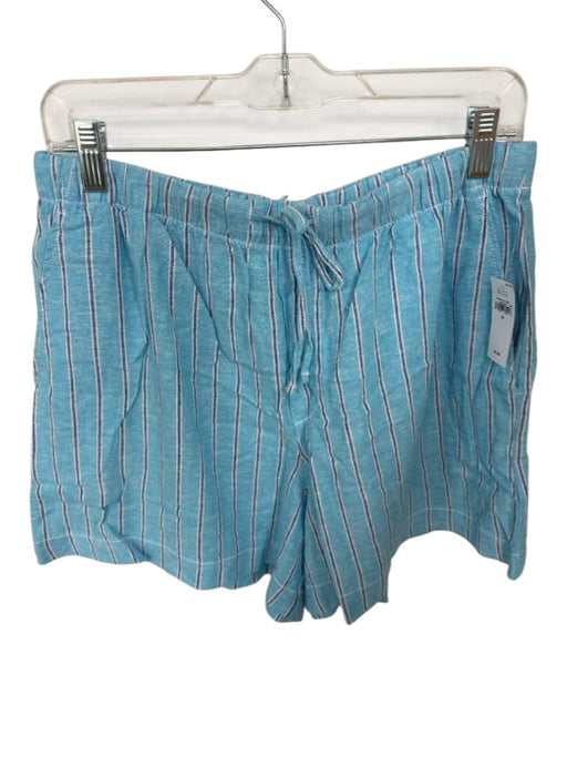 Gap Size M Aqua & White Linen Blend Drawstring Striped Front Pockets Shorts Aqua & White / M