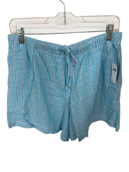 Gap Size M Aqua & White Linen Blend Drawstring Striped Front Pockets Shorts Aqua & White / M