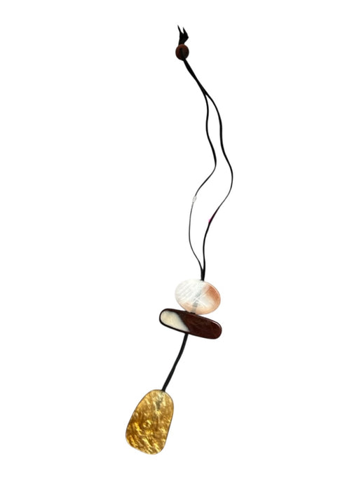 Black & Tan Resin Shapes Adjustable Art Deco Necklace Black & Tan