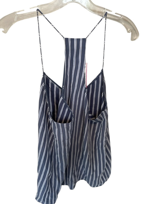 Tibi Size 8 Blue & White Viscose Blend Spaghetti Strap Striped Racerback Top Blue & White / 8