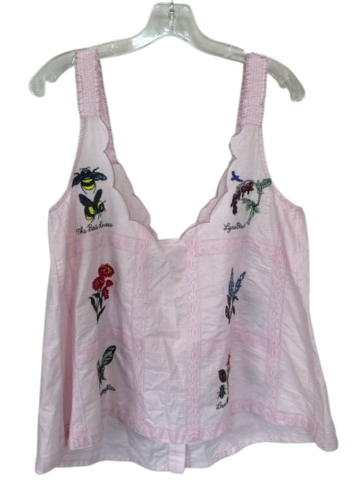 Lyrebird Size M Purple & Multi Cotton Sleeveless Embroidered Flowers Top Purple & Multi / M