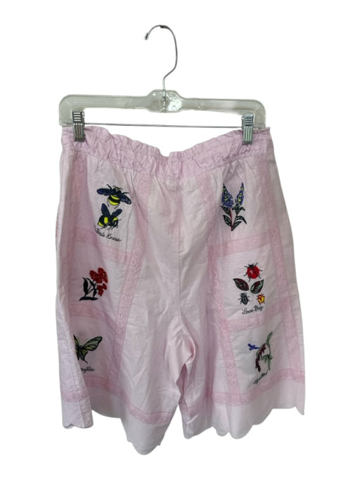 Lyrebird Size M Purple & Multi Cotton Drawstring Embroidered Flowers Shorts Purple & Multi / M