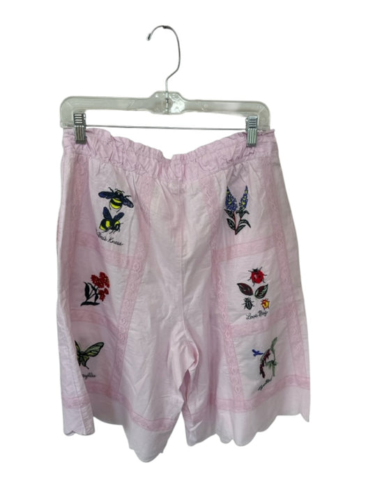 Lyrebird Size M Purple & Multi Cotton Drawstring Embroidered Flowers Shorts Purple & Multi / M