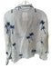Calypso St. Barth Size L White & Blue Linen Long Sleeve Palm Tree Collar Top White & Blue / L