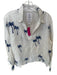 Calypso St. Barth Size L White & Blue Linen Long Sleeve Palm Tree Collar Top White & Blue / L