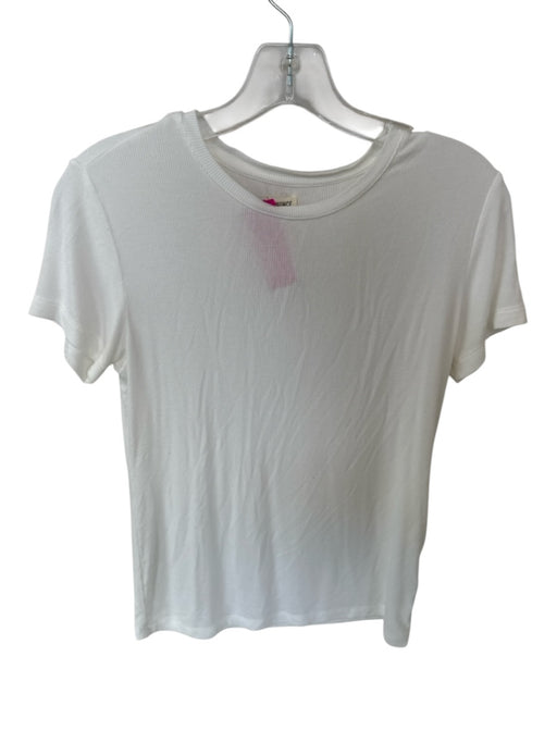 L'agence Size M White Micro Modal Short Sleeve Ribbed Top White / M