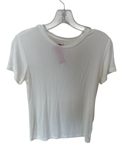 L'agence Size M White Micro Modal Short Sleeve Ribbed Top White / M