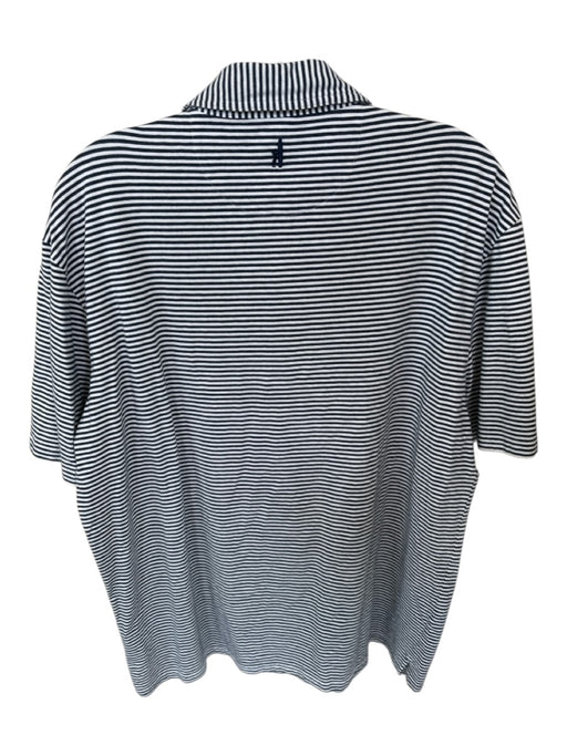 Johnnie-O Size XL Navy & White Cotton Blend Striped Men's Polo Navy & White / XL