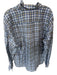 Peter Millar Size L Blue & Tan Linen Grid Button Down Men's Shirt Blue & Tan / L
