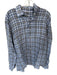 Peter Millar Size L Blue & Tan Linen Grid Button Down Men's Shirt Blue & Tan / L