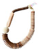 Brown & Tan Wood Beads Chunky Toggle Gold Hardware Necklace Brown & Tan