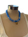 Blue & Gold Resin Beaded Heart Pendant Necklace Blue & Gold
