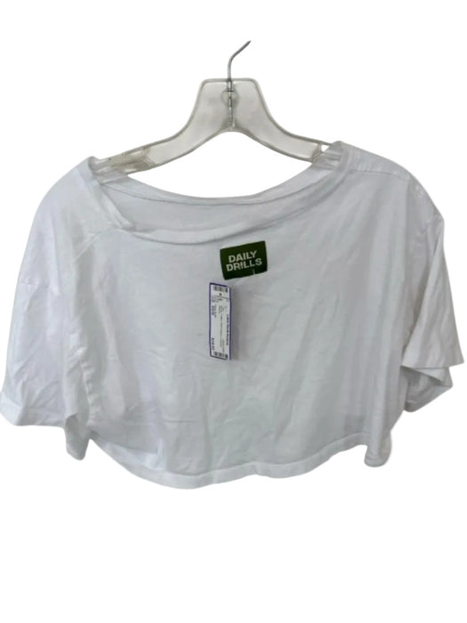 Daily Drills Size XS/S White Cotton Short Sleeve Cropped Top White / XS/S