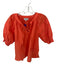 Olivia James Size L Orange Cotton 3/4 Balloon Sleeve V Neck Top Orange / L