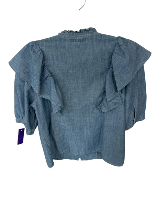 Citizens of Humanity Size M Med Dark Wash Cotton Short Bell Sleeve Ruffles Top Med Dark Wash / M