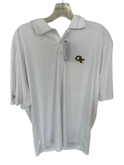 Antigua Size XL White & Gold Polyester Georgia Tech logo Athletic Men's Polo White & Gold / XL