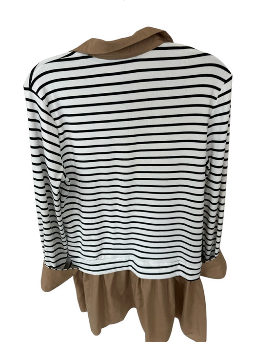 Strut & Bolt Size S Black & Tan Cotton Blend Long Sleeve Striped Collar Dress Black & Tan / S