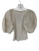 Ulla Johnson Size S Cream Cotton Short Balloon Sleeve Ribbed Scoop Neck Top Cream / S