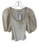 Ulla Johnson Size S Cream Cotton Short Balloon Sleeve Ribbed Scoop Neck Top Cream / S