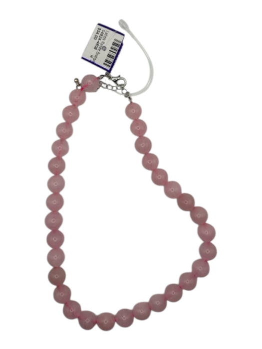 Pink Rose Quartz Circle Beads Short Necklace Pink