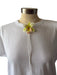 White & Green Plastic Cord Flowers Statement Necklace White & Green