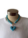 Blue & Black Resin Chunky Beads Heart Pendant Toggle Statement Necklace Blue & Black