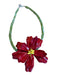 Green & Red Resin Beaded Flower Statement Necklace Green & Red