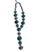 Silver & Green Metal Oval Long Western Necklace Silver & Green