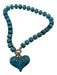 Blue & Black Resin Beaded Heart Pendant Toggle Necklace Blue & Black