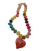 Multi Resin Beaded Heart Pendant Gold Hardware Necklace Multi