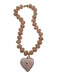 Peach & Pink Resin Beaded Heart Pendant Gold Hardware Necklace Peach & Pink