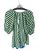 Free People Size S Green & Cream Cotton 3/4 Balloon Sleeve Striped Romper Green & Cream / S