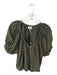 Tuckernuck Size S Olive Green Linen Short Balloon Sleeve Buttons Top Olive Green / S