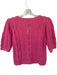 525 Size XS Pink Wool Blend Short Balloon Sleeve Cable Knit Cardigan Sweater Pink / XS
