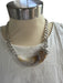 Silver & tan Metal Resin Horn Necklace Silver & tan