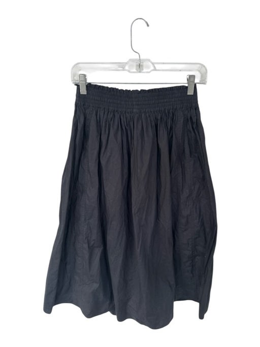 Apiece Apart Size 2 Black Cotton Smocked Waist Band Midi Skirt Black / 2